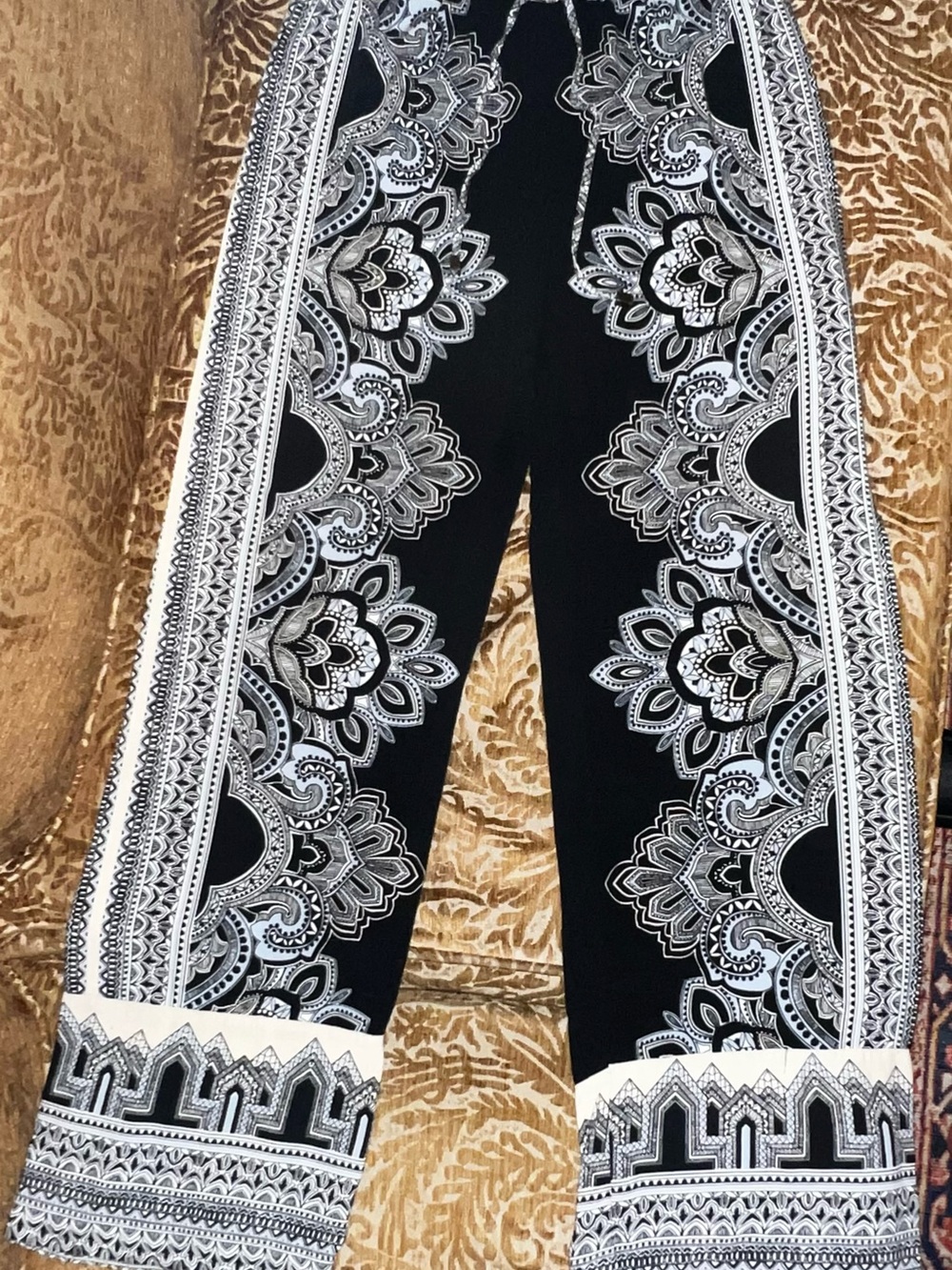 Cynthia Rowley Black and White Printed Wide-Leg Pants
